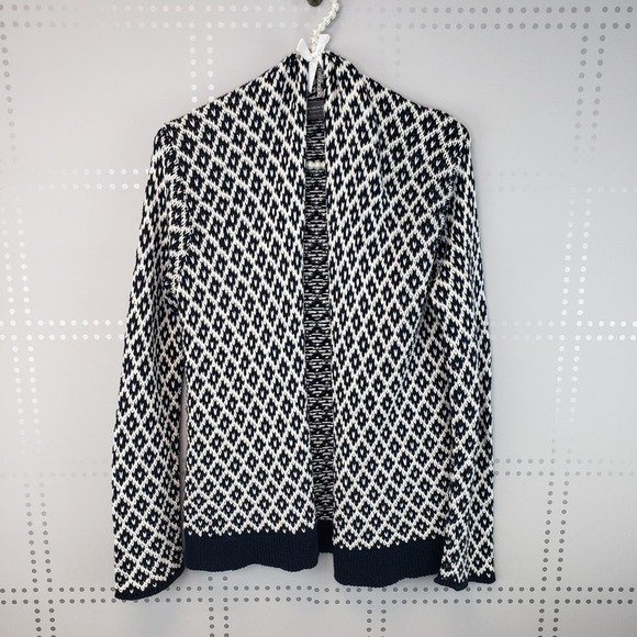 Anthropologie Wooden ships Navy and White Cardigan SZ S/M - Picture 1 of 6